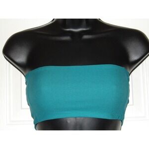 TAVIK+ Teal Bandeau Swim Top Ribbed Seamless Athletic Beach Pool Swimwear Size S